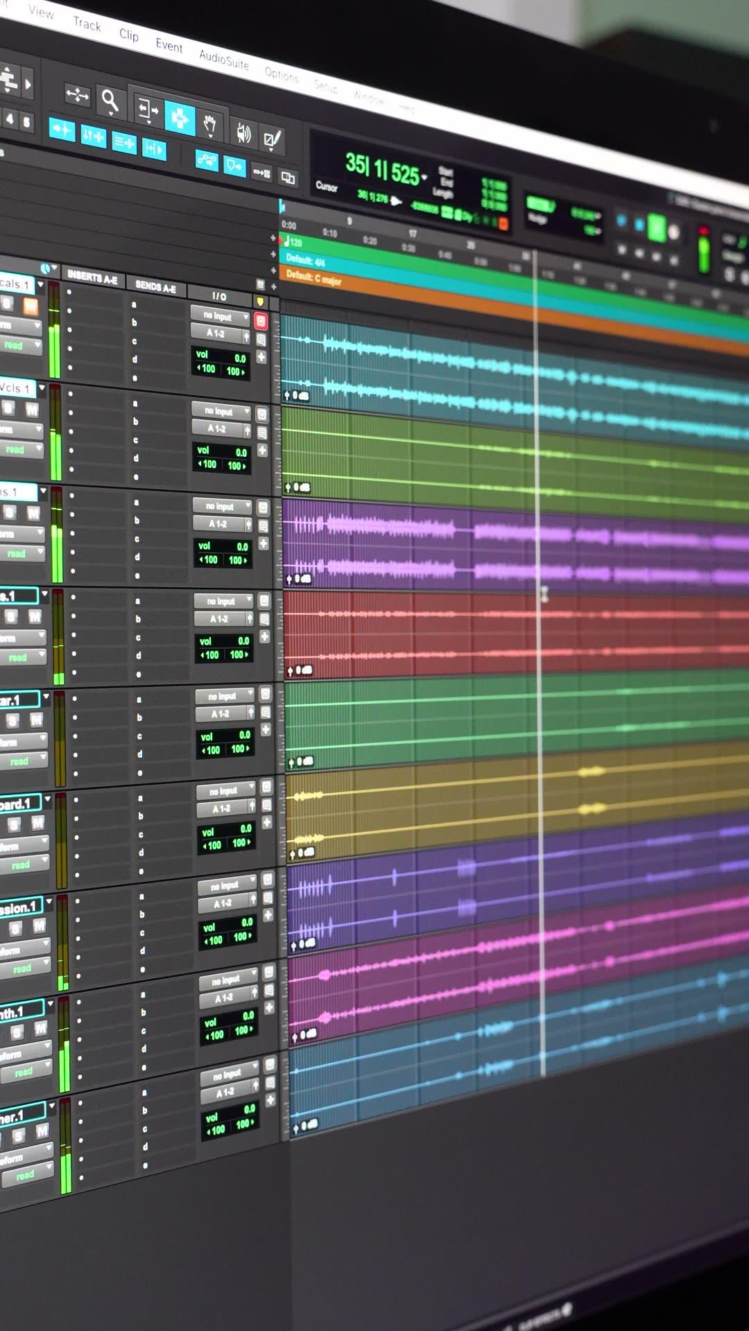 A multitrack session on screen, prepared for delivery